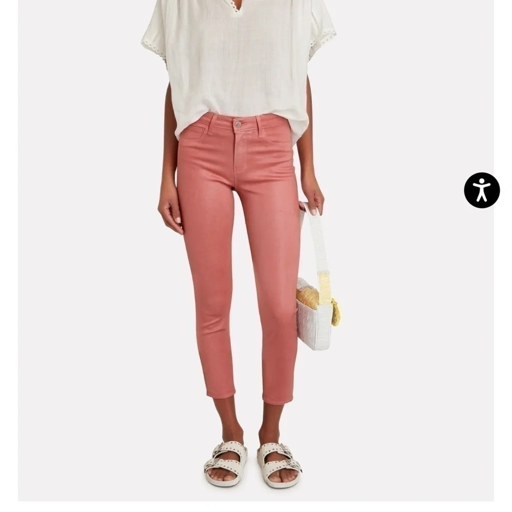 NWT - L’AGENCE - Margot Coated Skinny Jeans dusty rose size 27 - Picture 2 of 10